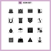 16 icônes créatives signes et symboles modernes de jus d'affaires prennent en charge les éléments de conception vectoriels modifiables de l'argent des fruits vecteur