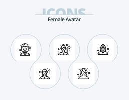 pack d'icônes de ligne d'avatar féminin 5 conception d'icônes. serveuses. restauration. épée. avatar. joueur vecteur