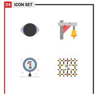 ensemble de pictogrammes de 4 icônes plates simples d'éléments de conception vectoriels éditables de laboratoire de vision chimique oculaire vecteur