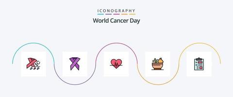 ligne de la journée mondiale du cancer remplie de 5 icônes plates, y compris le pouls. cœur. le sida. ECG. un cancer vecteur