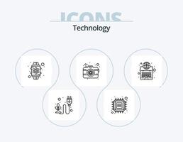pack d'icônes de ligne technologique 5 conception d'icônes. plante. énergie. ordinateur portable. électricité. bande vecteur
