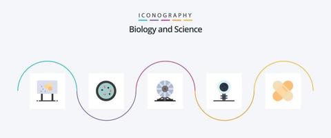 pack d'icônes plat 5 de biologie, y compris le chromosome. la biologie. laboratoire. mouvement. chimie vecteur