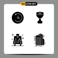 interface mobile glyphe solide ensemble de 4 pictogrammes d'éléments de conception vectoriels modifiables de la technologie de navette alimentaire de l'école de secours vecteur