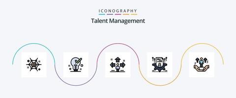 ligne de gestion des talents remplie de 5 icônes plates, y compris le profil. reprendre. d'accord. problème. utilisateur vecteur