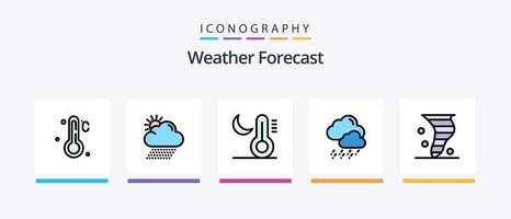 ligne météo rempli 5 pack d'icônes, y compris la température. nuage. air. la météo. vent. conception d'icônes créatives vecteur