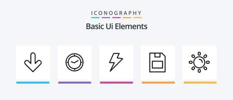 pack d'icônes de la ligne 5 des éléments de l'interface utilisateur de base, y compris la conception. application. un verre. avoir pour but. cible. conception d'icônes créatives vecteur