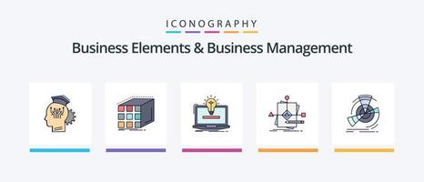 éléments commerciaux et ligne de gestion d'entreprise remplis de 5 icônes, y compris humain. Entreprise. Succès. Horaire. En traitement. conception d'icônes créatives vecteur