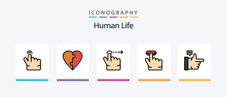 pack de 5 icônes remplies de ligne humaine, y compris. personnel. cœur. croissance. geste. conception d'icônes créatives vecteur