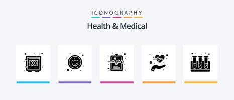 pack d'icônes de santé et de glyphe médical 5, y compris le sang. vie. santé. santé. battre. conception d'icônes créatives vecteur