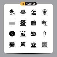 pack d'interface utilisateur de 16 glyphes solides de base de la différence de célébration de droite décoration de boule de lumière éléments de conception vectoriels modifiables vecteur