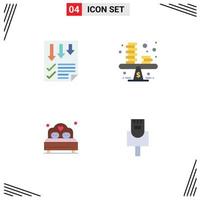 pack de 4 icônes plates créatives de pièces de monnaie flèches papier affaires amour éléments de conception vectoriels modifiables vecteur