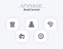 pack d'icônes de ligne de carnaval du brésil 5 conception d'icônes. carnaval. Brésil. pays. animal. fête vecteur