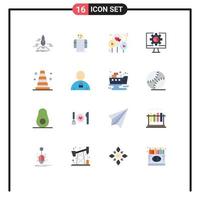 ensemble de 16 symboles d'icônes d'interface utilisateur modernes signes pour les outils définissant la personne en ligne pack modifiable par ordinateur d'éléments de conception de vecteur créatif