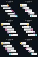 le pack de six infographies vectorielles comprend des diagrammes de cycle et des chronologies vecteur