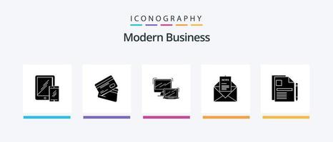 pack d'icônes de glyphe d'entreprise moderne 5, y compris les actualités. macbook. carte de crédit. ordinateur portable. l'ordinateur. conception d'icônes créatives vecteur