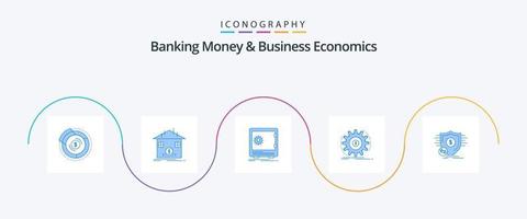 pack d'icônes bleu 5 argent bancaire et économie d'entreprise, y compris le revenu. finance. remboursement. coffre-fort. sûr vecteur