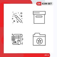 ensemble de 4 symboles d'icônes d'interface utilisateur modernes signes pour les éléments de conception vectoriels modifiables d'étoile de budget d'archives préférées magiques vecteur