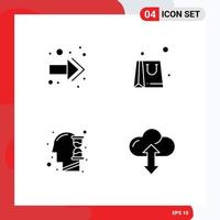 pack de 4 signes et symboles de glyphes solides modernes pour les supports d'impression Web tels que le sac en verre d'heure de flèche flèche humaine éléments de conception vectoriels modifiables vecteur