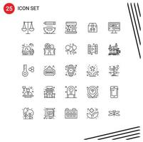 pack d'icônes vectorielles stock de 25 signes et symboles de ligne pour le codage des éléments de conception vectorielle modifiables de la boîte de paquet de crayon d'ordinateur vecteur