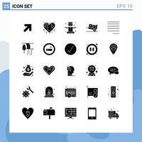 interface mobile glyphe solide ensemble de 25 pictogrammes d'éléments de conception vectoriels modifiables de livraison logistique de divertissement d'expédition gauche vecteur
