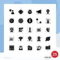 pack de 25 signes et symboles de glyphes solides modernes pour les supports d'impression Web tels que les éléments de conception vectoriels modifiables de motivation d'insignes de chute de ruban pour adultes vecteur