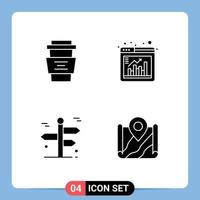 pack d'icônes vectorielles stock de 4 signes et symboles de ligne pour les boissons navigation tasse bar voyage éléments de conception vectoriels modifiables vecteur