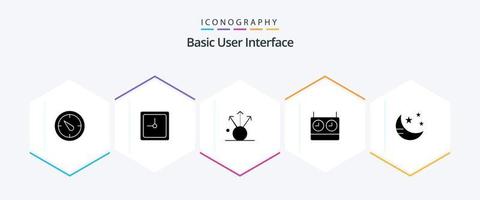 pack d'icônes de base de 25 glyphes comprenant . Star. partager. sommeil. mode vecteur