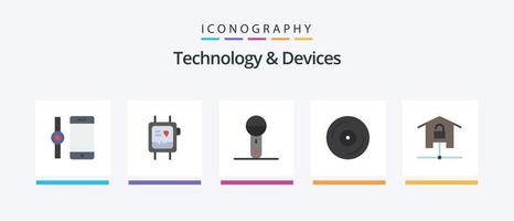 appareils pack d'icônes plat 5, y compris les appareils. plaque tournante. électronique. musique. dispositifs. conception d'icônes créatives vecteur
