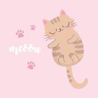 mignon chat endormi pattes dessin animé animal drôle de personnage vecteur