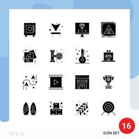 interface mobile glyphe solide ensemble de 16 pictogrammes d'ordinateur de serveur d'image refusé erreur éléments de conception vectoriels modifiables vecteur