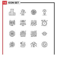 pack de 16 signes et symboles de contours modernes pour les supports d'impression Web tels que les capacités labyrinthe bonbons concept logique éléments de conception vectoriels modifiables vecteur