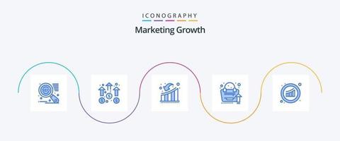 pack d'icônes bleues de croissance marketing 5, y compris le graphique. sac. homme d'affaire. analytique. perte vecteur