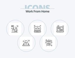 travailler à partir de la conception d'icônes du pack 5 d'icônes de ligne de maison. devoirs. la communication. conférence. la toile. discuter vecteur