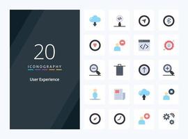 20 icône de couleur plate d'expérience utilisateur pour la présentation vecteur