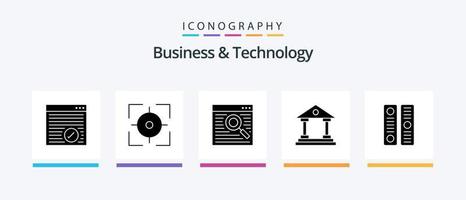 pack d'icônes glyphe 5 pour les entreprises et la technologie, y compris le répertoire. finance. le navigateur. rechercher. banque. conception d'icônes créatives vecteur