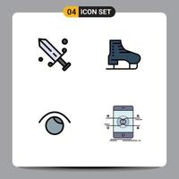 pack de 4 signes et symboles modernes de couleurs plates remplies pour les supports d'impression Web tels que la montre de skate olympique pour les yeux de compétition éléments de conception vectoriels modifiables vecteur