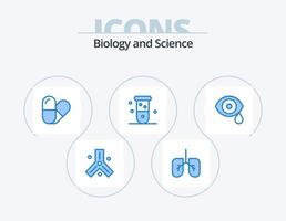 pack d'icônes bleu biologie 5 conception d'icônes. gouttes. laboratoire. biochimie. œil. laboratoire vecteur