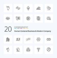 20 affaires centrées sur l'homme et pack d'icônes de ligne d'entreprise moderne comme un message de marque d'invitation de marque de forme vecteur