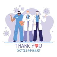 merci médecins et infirmières, médecin du groupe d'équipe et hôpital d'occupation infirmière vecteur