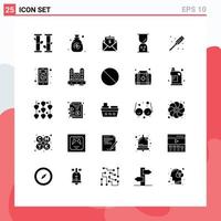 ensemble de 25 symboles d'icônes d'interface utilisateur modernes signes pour tournevis plombier dollar contour mécanique éléments de conception vectoriels modifiables vecteur