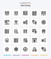 pack d'icônes de 25 contours d'hébergement Web créatif tel que le centre d'hébergement. centre de données . . . serveur vecteur