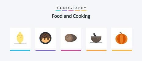 pack d'icônes plat 5 de nourriture, y compris la pastèque. nourriture. nourriture. baie. nourriture. conception d'icônes créatives vecteur