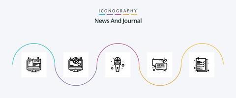 pack d'icônes de la ligne d'actualités 5, y compris le presse-papiers. nouvelles. micro. message. discuter vecteur