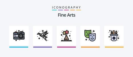 ligne de beaux-arts remplie de 5 packs d'icônes comprenant l'art. motif. Peinture. couper. La peinture. conception d'icônes créatives vecteur