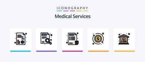 ligne de services médicaux remplie de 5 packs d'icônes comprenant. graphique. consultation médicale. graphique. médical. conception d'icônes créatives vecteur