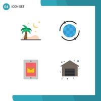 interface mobile icône plate ensemble de 4 pictogrammes de service de ramadan palmiers boutique en ligne éléments de conception vectoriels modifiables vecteur
