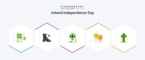 pack d'icônes plates du jour de l'indépendance de l'irlande 25, y compris la croix. cathédrale. Irlande. fête. date d'anniversaire vecteur
