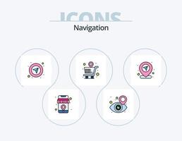pack d'icônes rempli de ligne de navigation 5 conception d'icônes. emplacement. carte. épingler. emplacement. aiguille vecteur