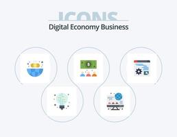 pack d'icônes plates d'affaires d'économie numérique 5 conception d'icônes. . équipement. global. numérique. en ligne vecteur