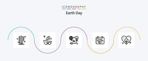 pack d'icônes de la ligne 5 du jour de la terre, y compris le calendrier. journée. feuille. la terre. la terre vecteur